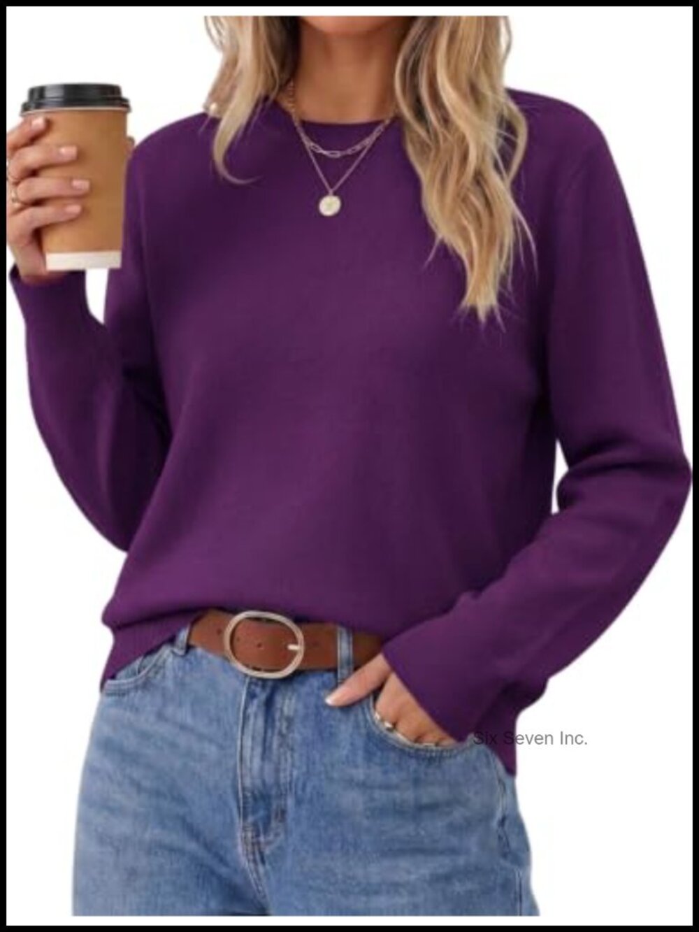 LETSEE Women's Crewneck Polka Dot Pullover Sweater